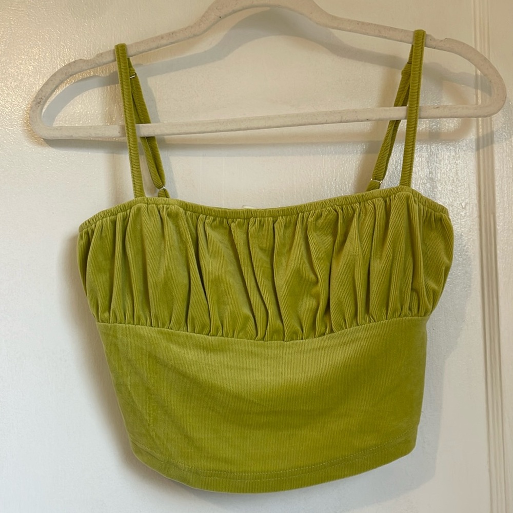 Green velvet like crop top